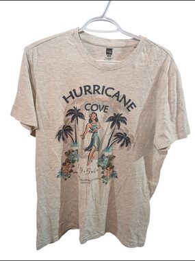 Tag Hurricane Cove Graphic Tee - Light Beige with Teal Accents